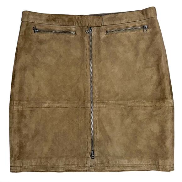 ATM Anthony Thomas Melillo Brown Suede Leather Zippered Mini Skirt Size 4 - Picture 1 of 12